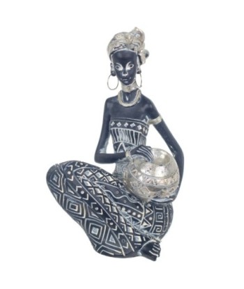 Signes Grimalt By Sigris - Figuras Decorativas | Figura en Resina de Africana en Color Plata - 18 x 11 x 11 cm