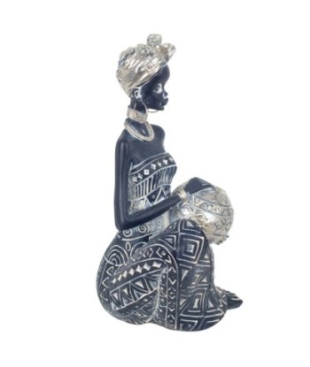 Signes Grimalt By Sigris - Figuras Decorativas | Figura en Resina de Africana en Color Plata - 18 x 11 x 11 cm