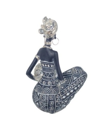 Signes Grimalt By Sigris - Figuras Decorativas | Figura en Resina de Africana en Color Plata - 18 x 11 x 11 cm