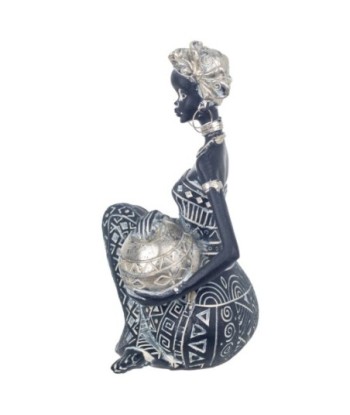 Signes Grimalt By Sigris - Figuras Decorativas | Figura en Resina de Africana en Color Plata - 18 x 11 x 11 cm