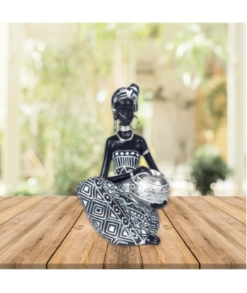 Signes Grimalt By Sigris - Figuras Decorativas | Figura en Resina de Africana en Color Plata - 18 x 11 x 11 cm
