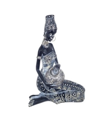 Signes Grimalt By Sigris - Figuras Decorativas | Figura en Resina de Africana en Color Plata - 20 x 10 x 17 cm
