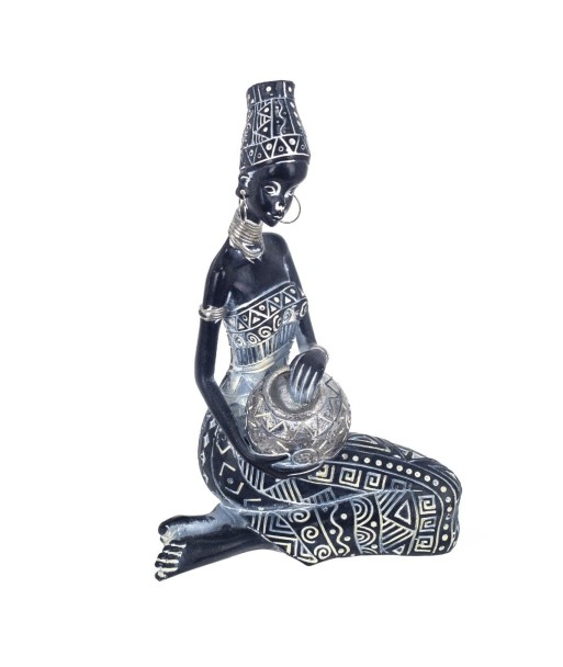 Signes Grimalt By Sigris - Figuras Decorativas | Figura en Resina de Africana en Color Plata - 20 x 10 x 17 cm