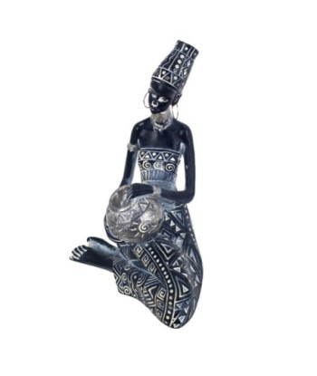 Signes Grimalt By Sigris - Figuras Decorativas | Figura en Resina de Africana en Color Plata - 20 x 10 x 17 cm