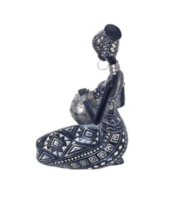 Signes Grimalt By Sigris - Figuras Decorativas | Figura en Resina de Africana en Color Plata - 20 x 10 x 17 cm