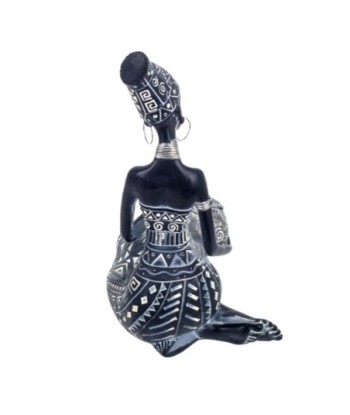 Signes Grimalt By Sigris - Figuras Decorativas | Figura en Resina de Africana en Color Plata - 20 x 10 x 17 cm