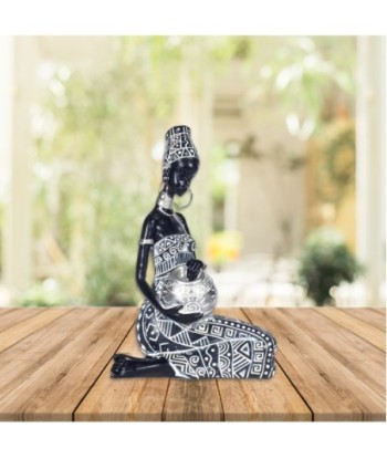 Signes Grimalt By Sigris - Figuras Decorativas | Figura en Resina de Africana en Color Plata - 20 x 10 x 17 cm