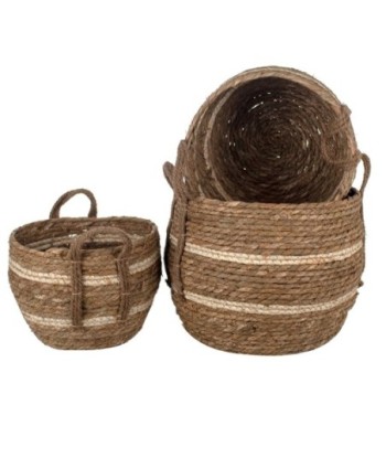 Signes Grimalt By Sigris - Cestas Mimbre | Cestos Mimbre Decoracion - Pack de 3 Cestas, 26x26x34 cm