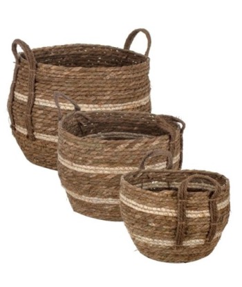 Signes Grimalt By Sigris - Cestas Mimbre | Cestos Mimbre Decoracion - Pack de 3 Cestas, 26x26x34 cm