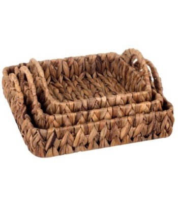 Signes Grimalt By Sigris - Bandejas de Mimbre | Cestas de Mimbre Decoracion - Pack de 3, 6x30x30 cm