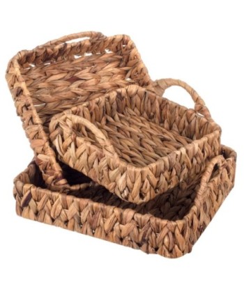 Signes Grimalt By Sigris - Bandejas de Mimbre | Cestas de Mimbre Decoracion - Pack de 3, 6x30x30 cm