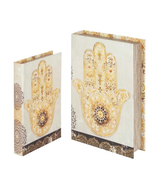 By Sigris - Libros Decorativos | Caja Libro de Madera - Pack de 2, Diseño Mano de Fátima  Decor And Go