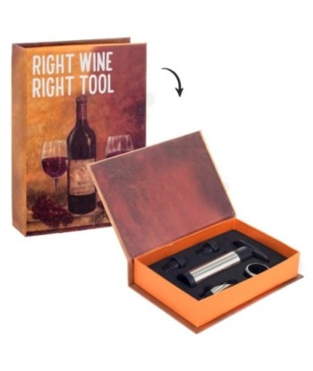 Signes Grimalt By Sigris - Libros Decorativos | Caja Libro de Madera con Pack para Vino, Diseño Vino, 5 x 16,5