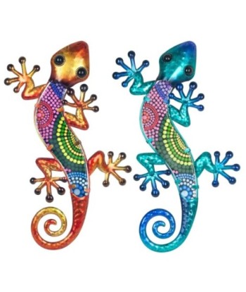 By Sigris - Adornos Pared Metálicos | Lagartijas Decorativas Pared - Adorno Pared Jardín, Pack de 2 Lagartijas