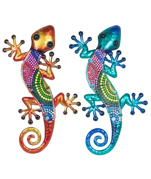 By Sigris - Adornos Pared Metálicos | Lagartijas Decorativas Pared - Adorno Pared Jardín, Pack de 2 Lagartijas