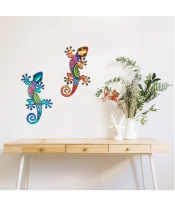 By Sigris - Adornos Pared Metálicos | Lagartijas Decorativas Pared - Adorno Pared Jardín, Pack de 2 Lagartijas