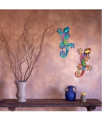 By Sigris - Adornos Pared Metálicos | Lagartijas Decorativas Pared - Adorno Pared Jardín, Pack de 2 Lagartijas
