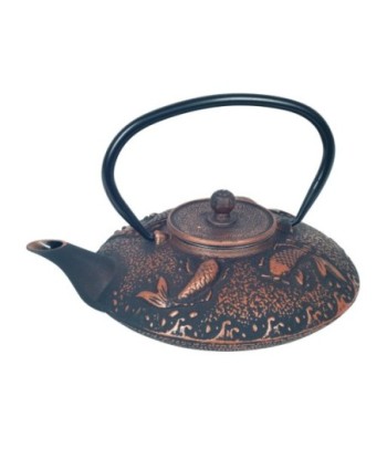 By Sigris - Juego de Te | Tetera Hierro Colado + 4 Tazas de Té, Volumen: 0,8 litros - Color Negro y Cobre  Decor