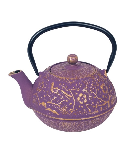 By Sigris - Tetera con Filtro | Tetera Hierro Colado, Volumen: 0,72 litros - Color Violeta y Dorada   Decor And