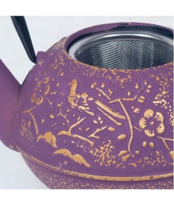 By Sigris - Tetera con Filtro | Tetera Hierro Colado, Volumen: 0,72 litros - Color Violeta y Dorada   Decor And