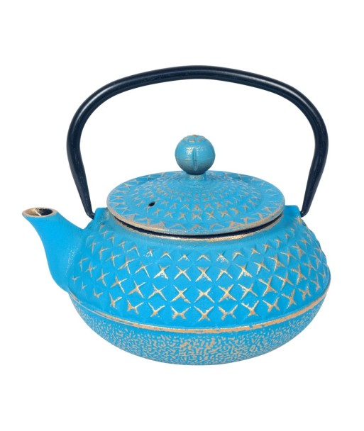 By Sigris - Tetera con Filtro | Tetera Hierro Colado, Volumen: 0,6 litros - Color Azul y Dorado  Decor And Go