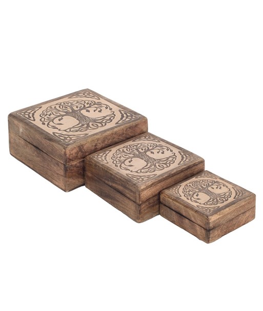 By SIGRIS Set 3 Cajas Cuadradas Árbol Incluye 3 Unidades Decoración Cajas Y Joyeros Colección Étnico Signes Grimalt