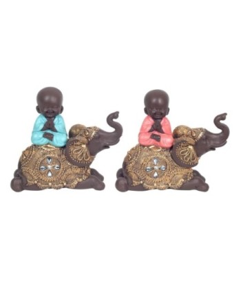 By SIGRIS Buda Sobre Elefante Sentado Incluye 2 Unidades Figuras Budas Colección Oriental Signes Grimalt Decor