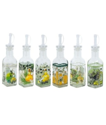 By SIGRIS Aceiteras Pequeñas Decoradas  Con Caja Incluye 6 Unidades Cocina Utensilios Colección Lavanda Y Olivo