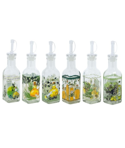 By SIGRIS Aceiteras Pequeñas Decoradas  Con Caja Incluye 6 Unidades Cocina Utensilios Colección Lavanda Y Olivo