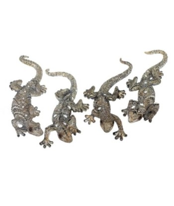 By SIGRIS Lagarto 4 Diferentes Plateados Incluye 4 Unidades Figuras Animales Colección Étnico Signes Grimalt Decor