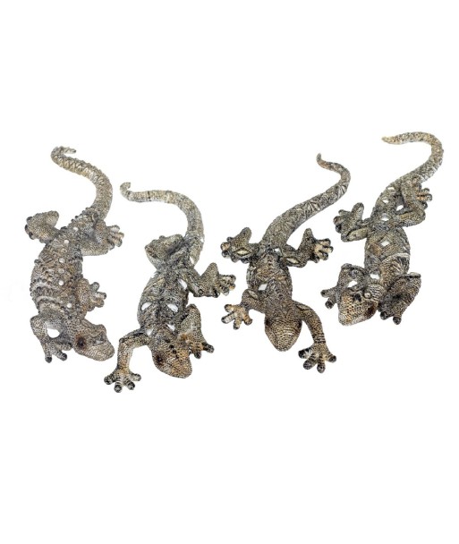 By SIGRIS Lagarto 4 Diferentes Plateados Incluye 4 Unidades Figuras Animales Colección Étnico Signes Grimalt Decor