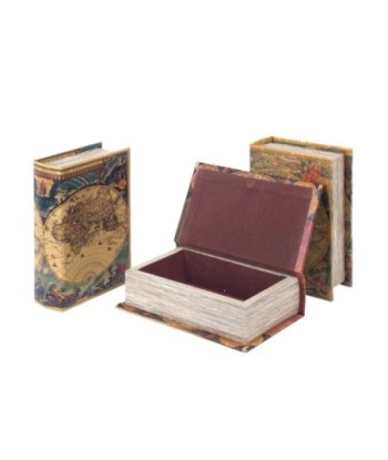 By SIGRIS Cajas Libro 3 Diferentes Mundo Incluye 3 Unidades Decoración Cajas Libro Colección World Map  Decor