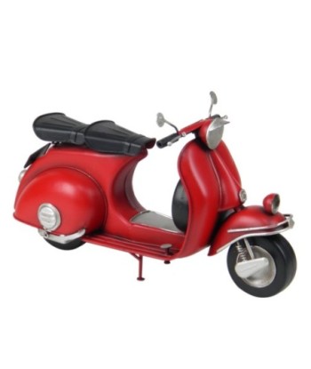 Moto Scooter Vintage de Metal Rojo, Modelo Coleccionable para Decoración y Regalo, 15 cm, Vehículo Clásico para