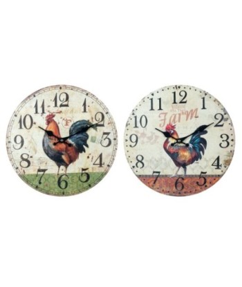 By SIGRIS Reloj Pared Gallo 34Cm Incluye 2 Unidades Adorno Pared Relojes Colección Rústico Signes Grimalt Decor