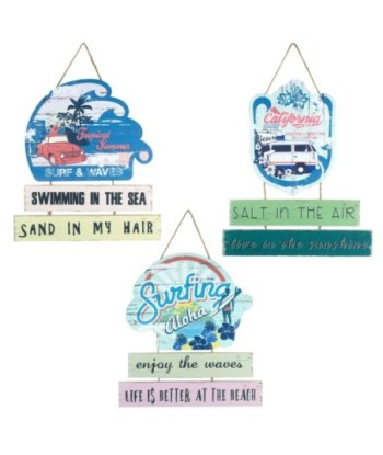 By SIGRIS Colgante Pared Surf 3 Diferentes Incluye 3 Unidades Adorno Pared Placas De Madera Colección Surf  Decor