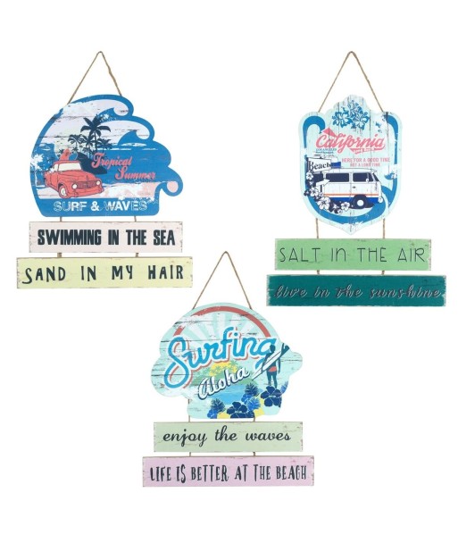 By SIGRIS Colgante Pared Surf 3 Diferentes Incluye 3 Unidades Adorno Pared Placas De Madera Colección Surf  Decor