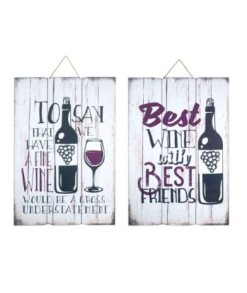 By SIGRIS Placa Pared Vino 2 Diferentes Incluye 2 Unidades Adorno Pared Placas De Madera Colección Vino Y Cerveza