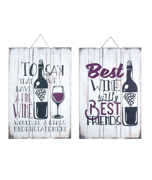 By SIGRIS Placa Pared Vino 2 Diferentes Incluye 2 Unidades Adorno Pared Placas De Madera Colección Vino Y Cerveza