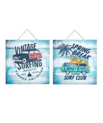 By SIGRIS Adorno Pared Surf 2 Diferentes Incluye 2 Unidades Adorno Pared Placas De Madera Colección Surf  Decor