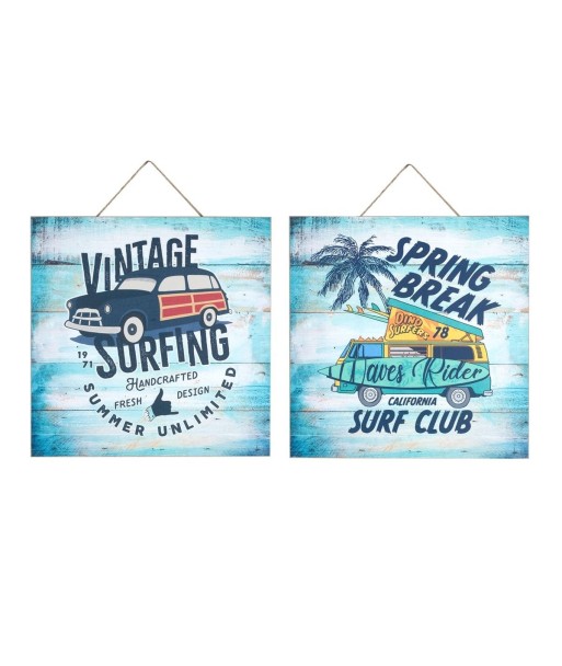 By SIGRIS Adorno Pared Surf 2 Diferentes Incluye 2 Unidades Adorno Pared Placas De Madera Colección Surf  Decor