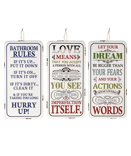 By SIGRIS Placa Pared Diferentes Mensajes Incluye 3 Unidades Adorno Pared Placas Metal Colección Industrial  Decor
