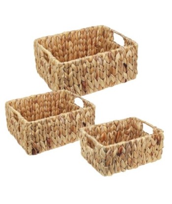 By SIGRIS Cesta Marrón de Palma y Hierba Marina 15*26*32cm Set de 3 Unidades Cesta Set de  3 U