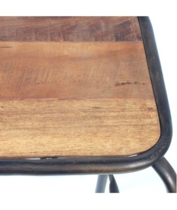 By SIGRIS Taburete Marrón de Madera y Metal 66*41*41cm