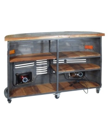 By SIGRIS Mueble Auxiliar gris de Madera y Metal 105*44*166cm