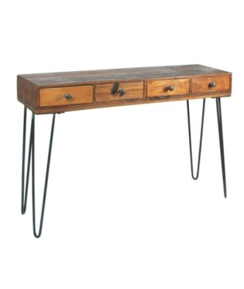 By SIGRIS Mueble Auxiliar Marrón de Madera y Metal 76*30*110cm