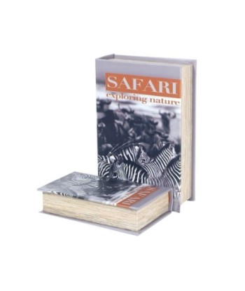 By SIGRIS Set 2 Cajas Libro Safari Cebra Incluye 2 Unidades Decoración Cajas Libro Colección Étnico Signes Grimalt