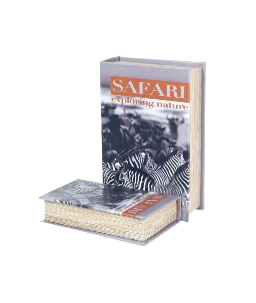 By SIGRIS Set 2 Cajas Libro Safari Cebra Incluye 2 Unidades Decoración Cajas Libro Colección Étnico Signes Grimalt