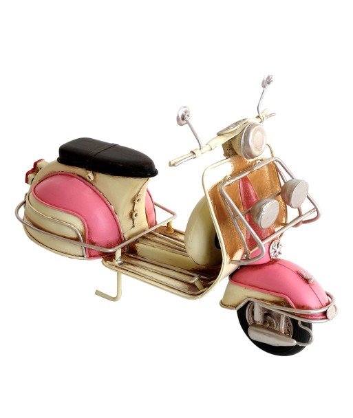 Moto Scooter Vintage Rosa de Metal para Coleccionistas y Decoración, Modelo Clásico, Regalo Ideal para Amantes