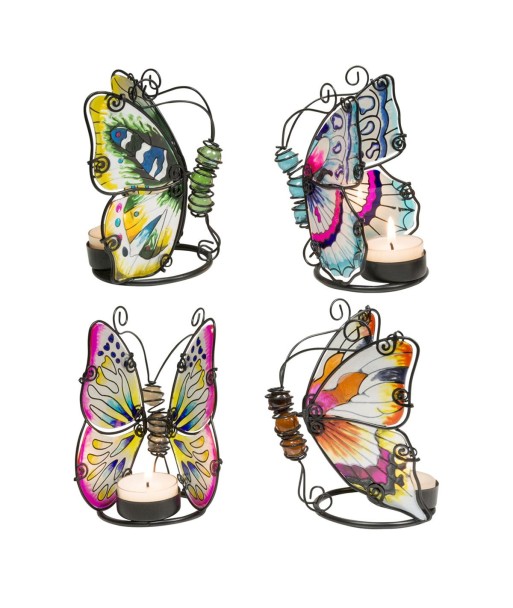 By SIGRIS Porta velas Mariposas Incluye 4 Unidades Decoración Jarrones Y Porta velas Colección Romántico  Decor