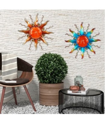 Signes Grimalt By Sigris - Adornos Pared Metálicos | Sol Pared Cristal y Metal | 37x37 cm | 2 Unidades | Color: